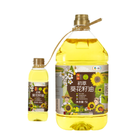 中粮初萃 食用油 一级物理压榨葵花籽油5L+400ml 乌克兰油葵