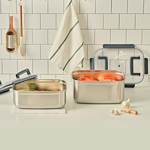 【清仓特惠4.5折】Glasslock韩国进口食品级304不锈钢保鲜盒密封防漏 大容量冰箱储存收纳盒 商品图6