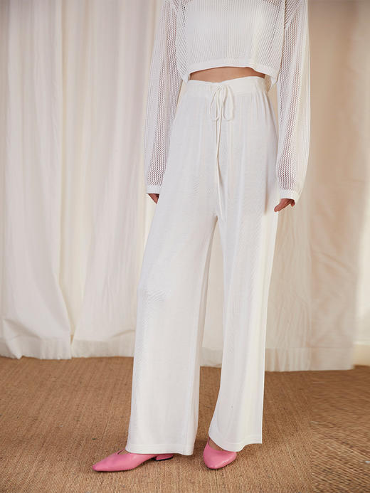 HeyDress针织休闲裤女高腰宽松直筒阔腿裤垂感百搭显瘦裤子 商品图2