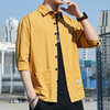 【新款上市~ 时尚休闲百搭！】夏季纯棉工装衬衫七分袖衣服韩版潮流帅气休闲百搭宽松衬衣男外套 商品缩略图2