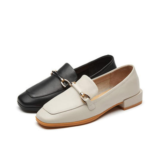 西村名物2021春季新款女鞋英伦方头中口乐福鞋舒适休闲单鞋T21AM13101 商品图0