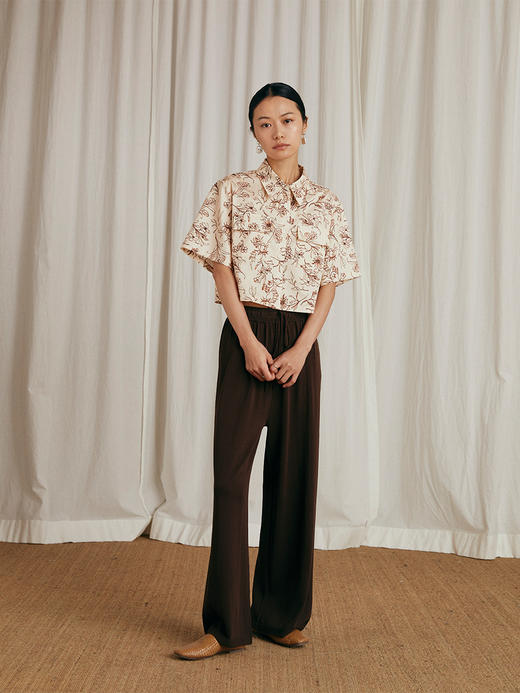 HeyDress法式印花衬衫女夏季高级别致短袖衬衣宽松小众短款上衣 商品图3