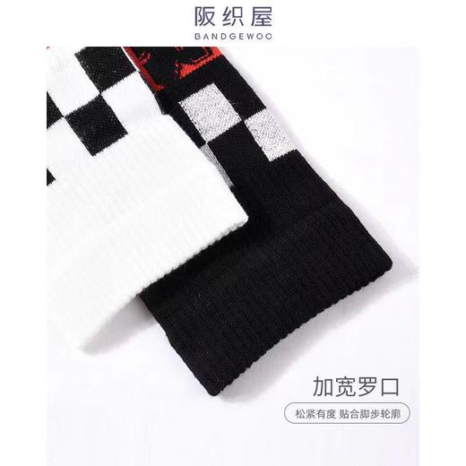 阪织屋棉质棋盘格字母提花中筒袜7142532970200/7142532970100 商品图3