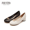 西村名物2021春季新款简约时尚低跟通勤OL气质圆头浅口单鞋X21AE11131 商品缩略图0
