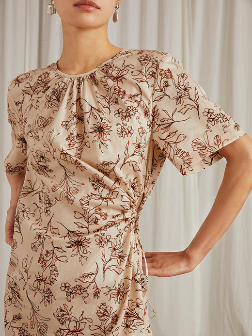 HeyDress法式温柔连衣裙女夏季收腰抽褶设计感气质小众裙子 商品图0