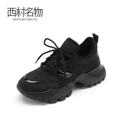 西村名物2021秋季新款经典时尚网面系带透气老爹鞋增高休闲T21CM33881 商品图0