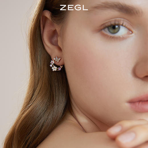 ZEGL设计师裙饰box系列花朵耳环女2022年新款小众耳钉银针耳饰品 商品图4