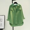 韩国牛油果绿中长款灯芯绒衬衫，新款时尚休闲百搭双口袋衬衣外套 YX2001 商品缩略图0