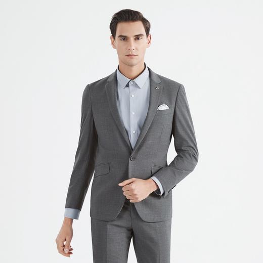 【特价】柒牌休闲西服套装男春季新款商务休闲男士外套深灰色格纹套西	122C70140 商品图1