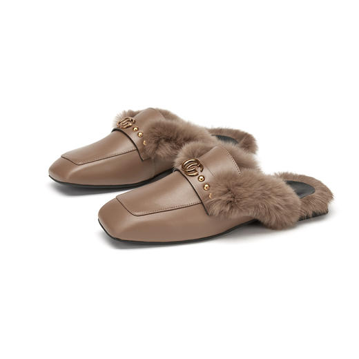 西村名物2020秋冬新品毛毛鞋穆勒拖X20CM32401 商品图0