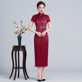 新款中式气质结婚喜婆婆婚宴礼服旗袍连衣裙LHS-L108