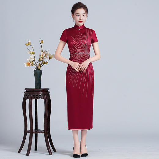 新款中式气质结婚喜婆婆婚宴礼服旗袍连衣裙LHS-L108 商品图0