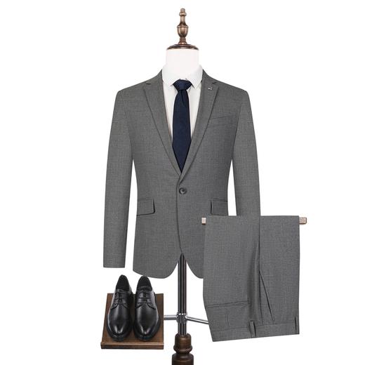 【特价】柒牌休闲西服套装男春季新款商务休闲男士外套深灰色格纹套西	122C70140 商品图4