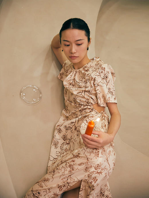 HeyDress法式温柔连衣裙女夏季收腰抽褶设计感气质小众裙子 商品图2