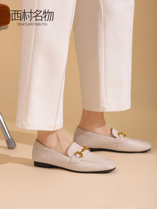 西村名物2022春季新款英伦风小皮鞋女软皮JK马衔扣乐福鞋女X22AM18941 商品图0