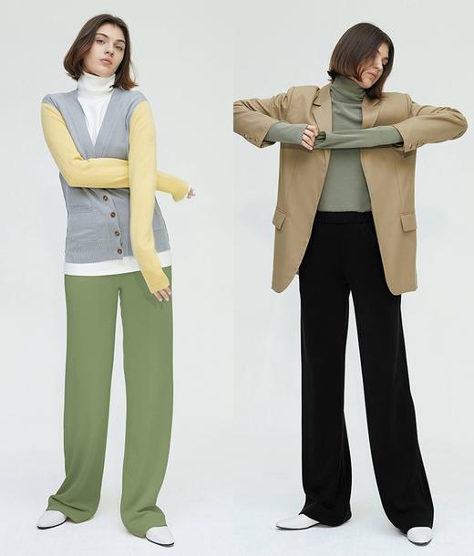 HIDEMI 到店必入垂坠感柔顺舒适透气松紧带宽松休闲空气感长裤 商品图5