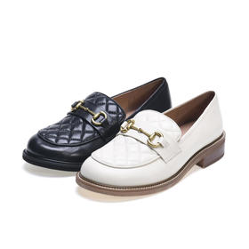 西村名物2020秋季新品时尚简约舒适金属装饰中跟乐福鞋X20CM30131