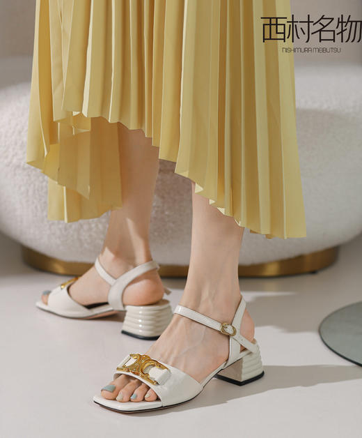 西村名物2021夏季新款金属扣时尚中跟凉鞋T21BG24091 商品图0
