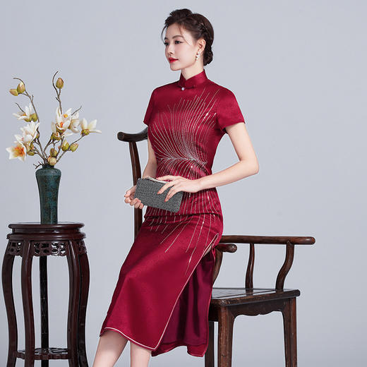 新款中式气质结婚喜婆婆婚宴礼服旗袍连衣裙LHS-L108 商品图2