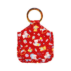 HUJI祤集荷叶边圆环柄手提包POPOLO波点气球猫猫