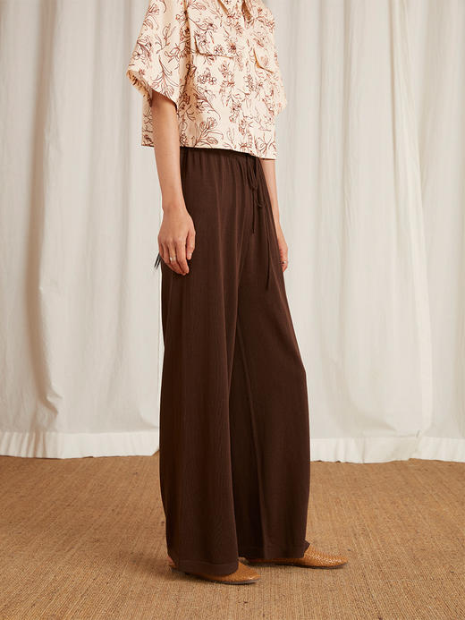 HeyDress针织休闲裤女高腰宽松直筒阔腿裤垂感百搭显瘦裤子 商品图3