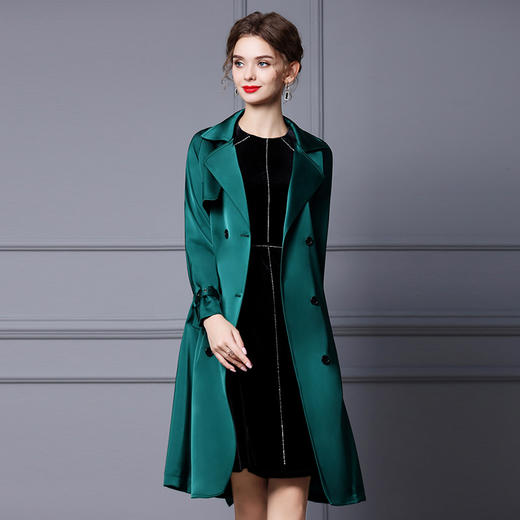 时尚风衣外套，新款设计感高级墨绿色长袖显瘦大衣ZL-150 商品图1
