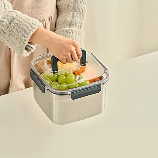 【清仓特惠4.5折】Glasslock韩国进口食品级304不锈钢保鲜盒密封防漏 大容量冰箱储存收纳盒 商品图4
