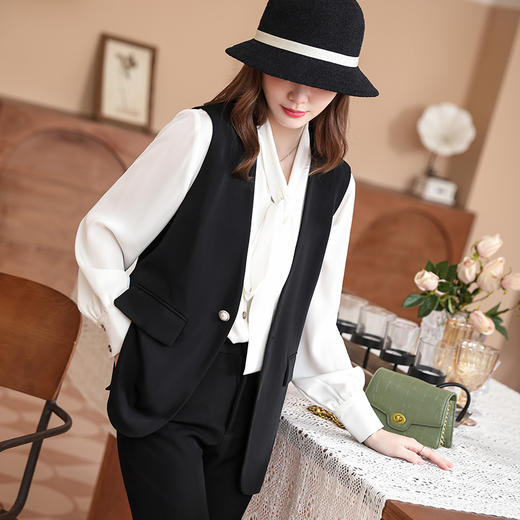 飘带粉色雪纺衬衫春秋外穿内搭~高端时尚气质衬衣 商品图3