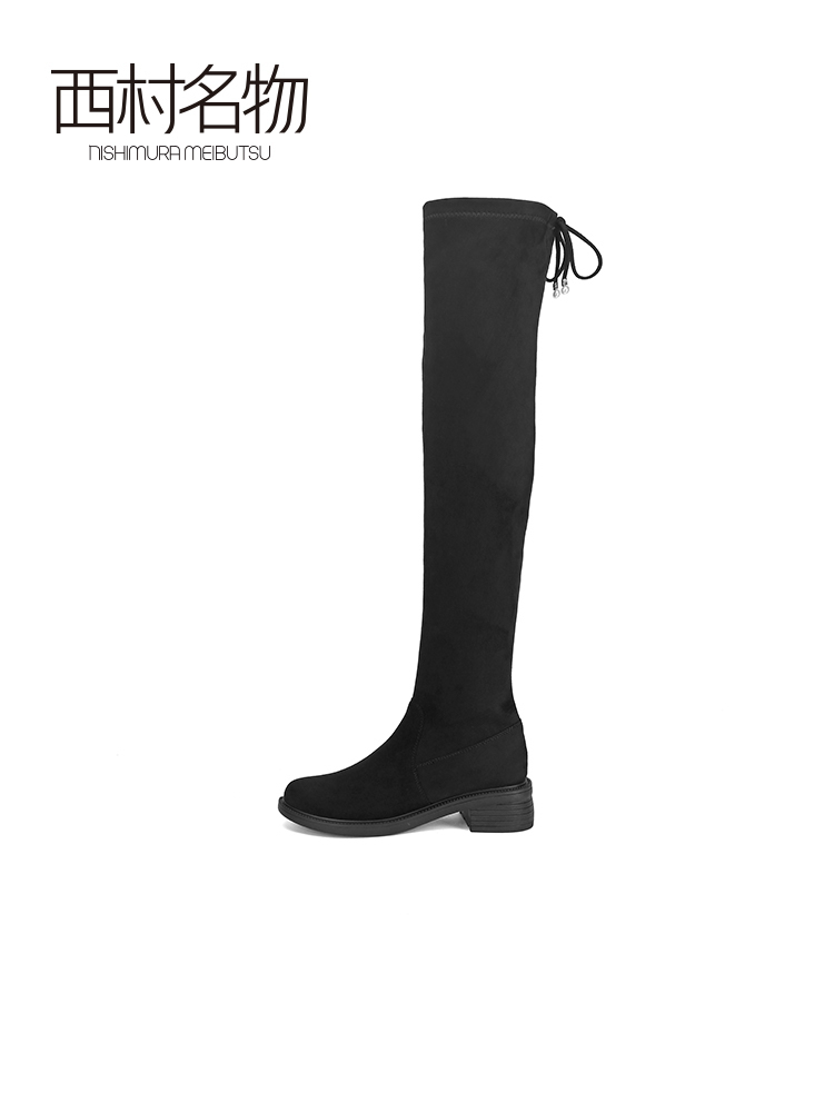 西村名物冬季新款欧美弹力显瘦高筒长靴高跟骑士靴长靴T21DQ45271