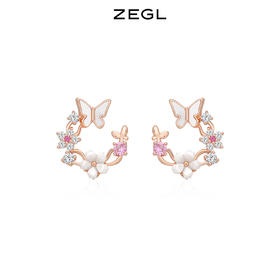 ZEGL设计师裙饰box系列花朵耳环女2022年新款小众耳钉银针耳饰品