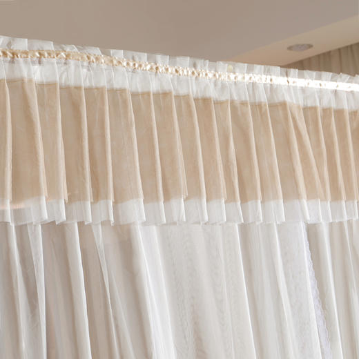 自然醒双拼色导轨蚊帐家用卧室u型轨道宫廷风公主新型支架加密纹账1.8HH 商品图5