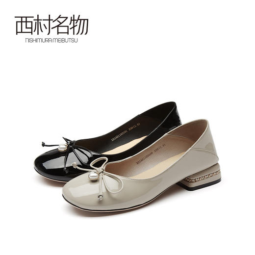 西村名物2021春季新款法式小跟半包头单鞋女网红风百搭简约X21AE11031 商品图0