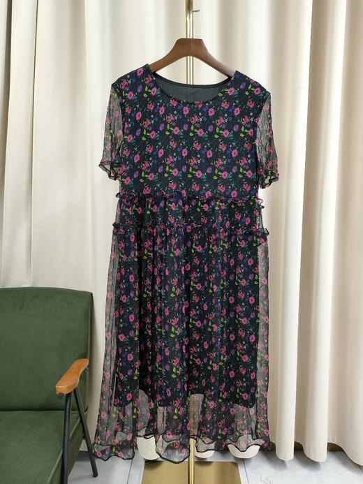 丁摩 桑蚕丝连衣裙碎花飘逸裙子真丝连衣裙Q121147 商品图13