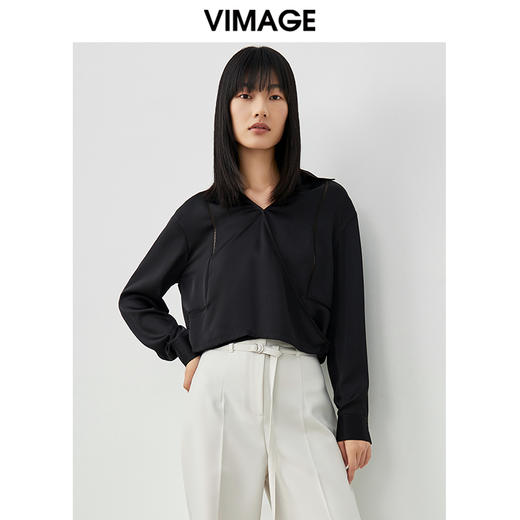 VIMAGE/纬漫纪春季新款时尚休闲抽绳小上衣V1713313 商品图3