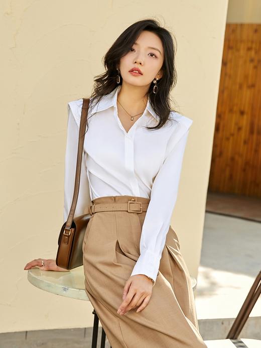 白色垫肩衬衫设计感小众时尚女职业通勤OL 商品图0