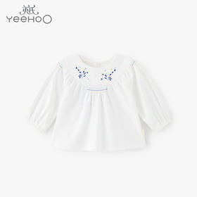 英氏女童春秋精致优雅T恤纯棉圆领长袖套头衫百搭上衣YRTAJ12183A