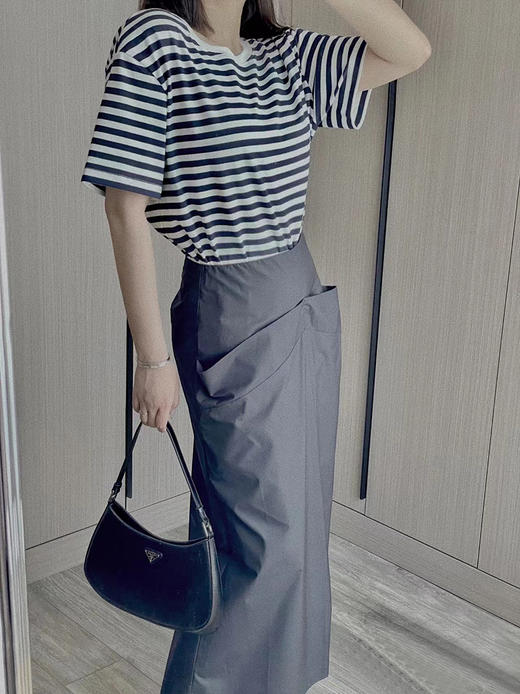 HIDEMI基础经典款有机棉宽松T恤 条纹/黑色/白色 商品图2