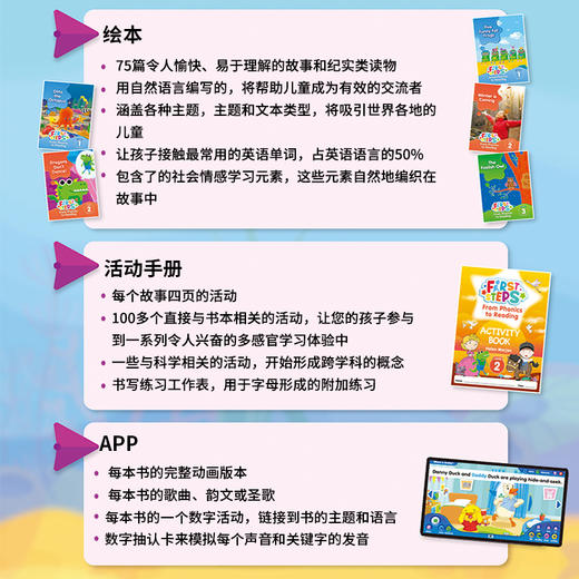 【麦凯思图书】原版进口幼儿绘本启蒙课程first steps from Phonics to reading1 2 3 级新加坡MC出版社英文歌曲故事自然拼读阅读 商品图3