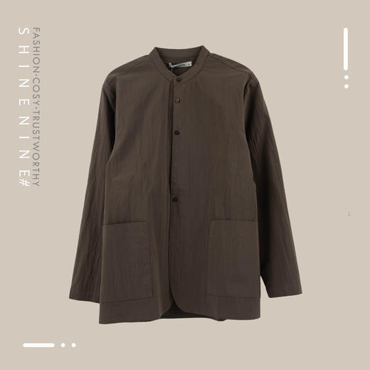 93352173极简无领休闲长袖衬衫外套 商品图0