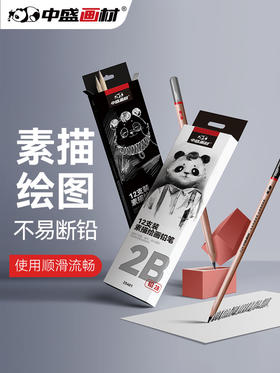 中盛画材 素描铅笔软中硬炭笔美术用品素速写笔碳笔画笔套装 美术学生素描工具套装速写手绘图考试笔2比铅笔