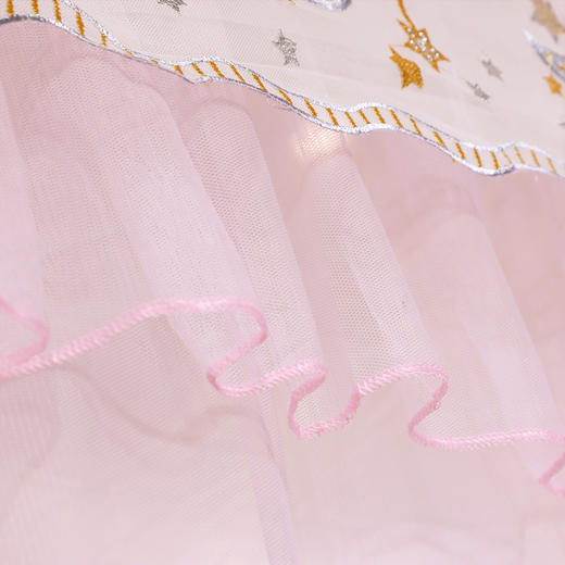 自然醒宫廷落地蚊帐家用1.5米1.8m/2.0m床纹账铝合金支架三开门公主风加密加厚防尘8899HH 商品图6