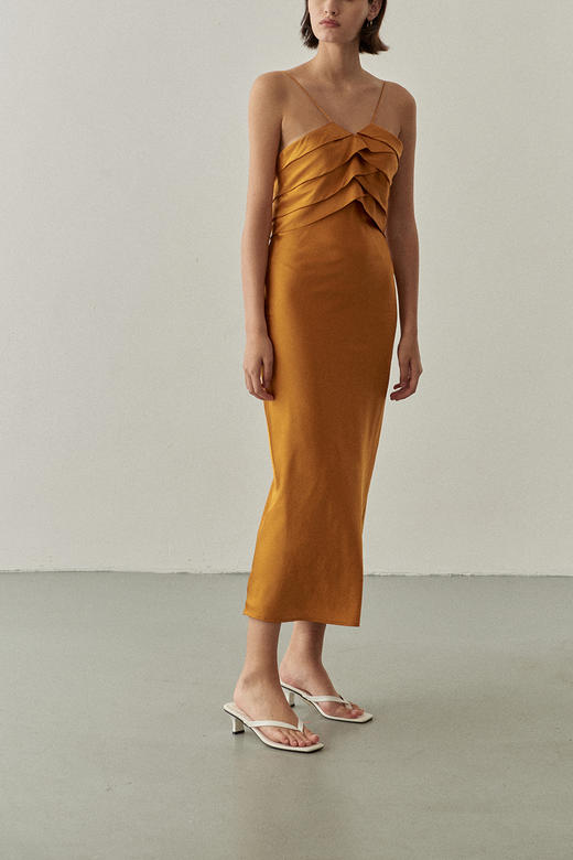 Viktoria Chan | SS22054 June silk cocktail dress [真丝吊带连衣裙 橙/白/蓝/黑 ] 商品图1