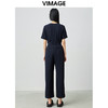 VIMAGE纬漫纪新品高腰修身系带假两件连体裤休闲裤连衣裤裤子女V1307926 商品缩略图4