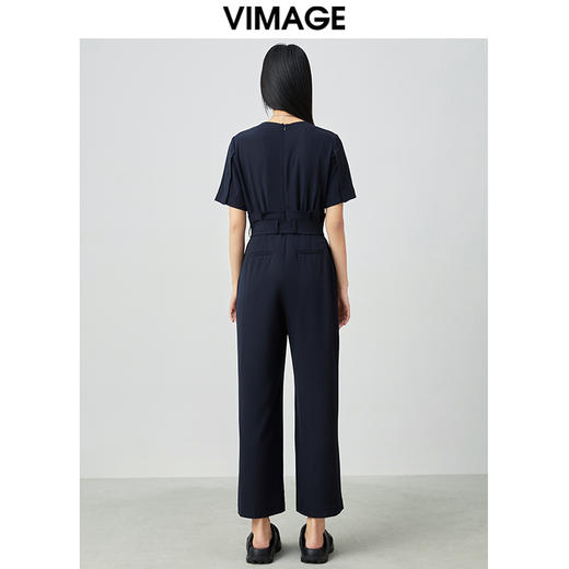 VIMAGE纬漫纪新品高腰修身系带假两件连体裤休闲裤连衣裤裤子女V1307926 商品图4