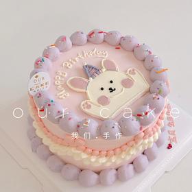 粉紫小兔子复古蛋糕-低糖处理无添加