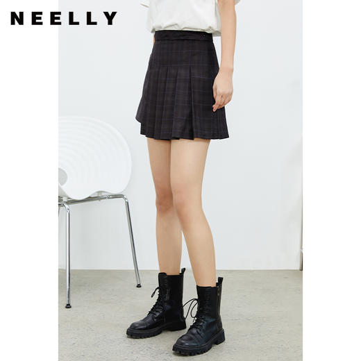 NEELLY纳俪商场同款百褶裙女2022春季新款不规则裙摆设计百搭时尚N22022E01081 商品图1