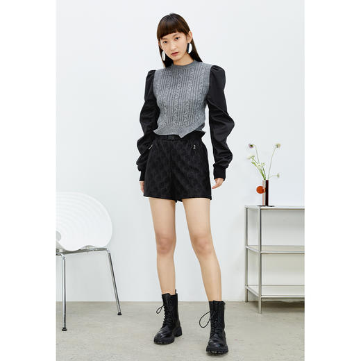 NEELLY纳俪商场同款高腰短裤女收腰松紧抽褶设计休闲裤百搭通勤N22022H01087 商品图4