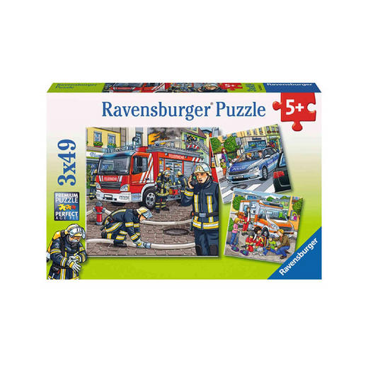 Ravensburger拼图 平面拼图3x49片救援中的消防员RAVC093359 商品图0