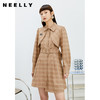 NEELLY纳俪气质格纹连衣裙女中长款收腰系带不规则下摆设计A字裙N22023Y01111 商品缩略图1