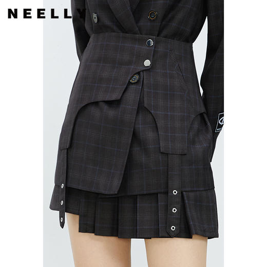 NEELLY纳俪商场同款百褶裙女2022春季新款不规则裙摆设计百搭时尚N22022E01081 商品图2